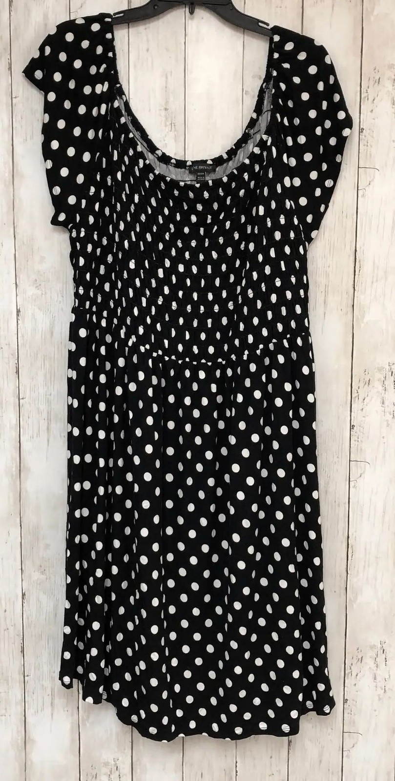 Lane Bryant Womens Plus Dress Size 22/24W Black White Polka Dot Smocked NWT