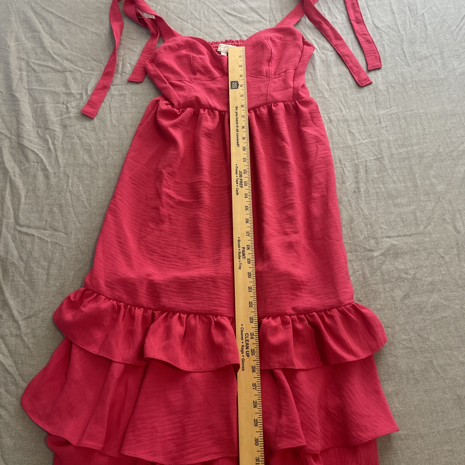 Sofia by Sofia Vergara Pink Ruffle Dress Womens Size Small Tied Shoulders Barbie