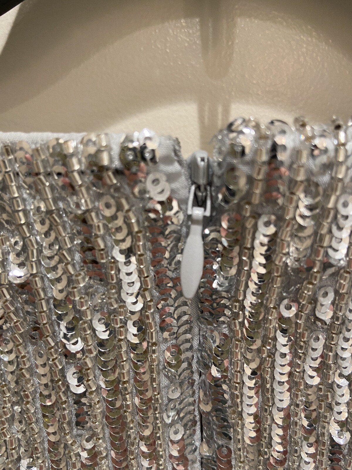 H&M PREMIUM QUALITY Thick Silver Beaded Embellished Sequin Dress Size 4 NWT