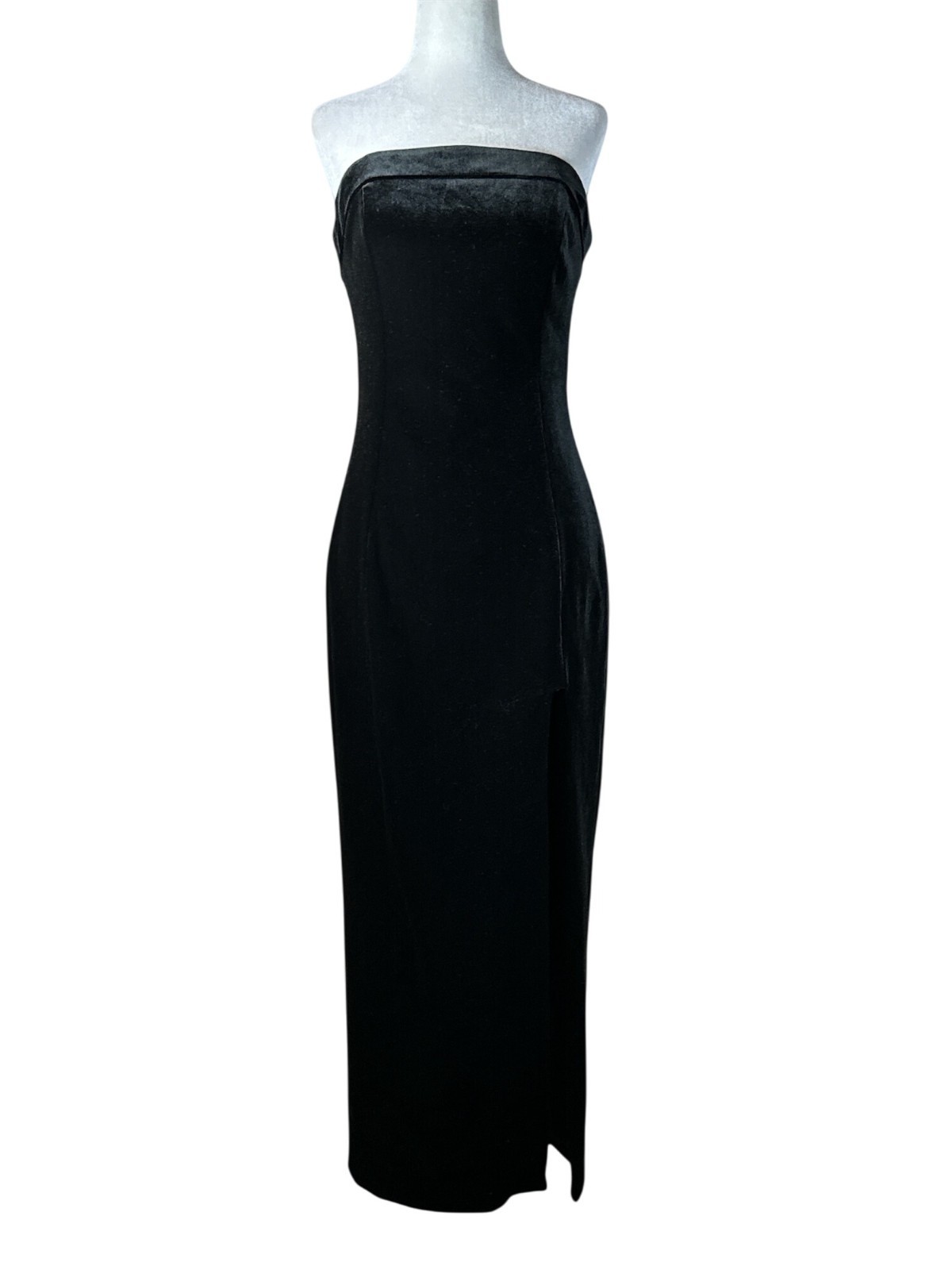 NICHOLAS Adiba Strapless Round Edge Midi Dress in Black 4 New Womens