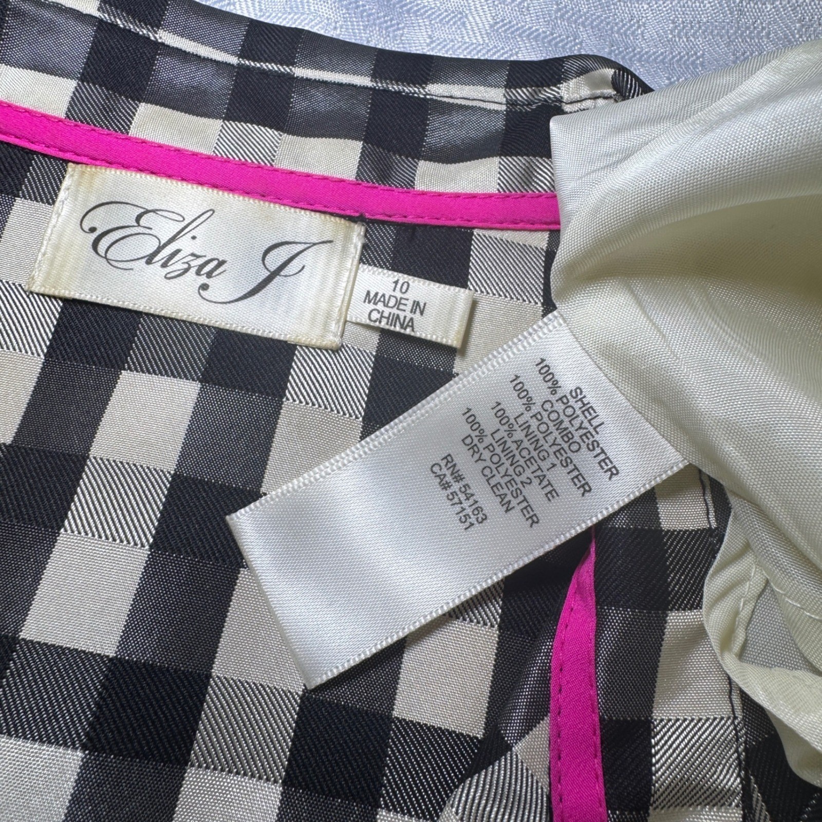 Eliza J Gingham Maxi Dress Black White Check Pink Sash Sleeveless Formal 10