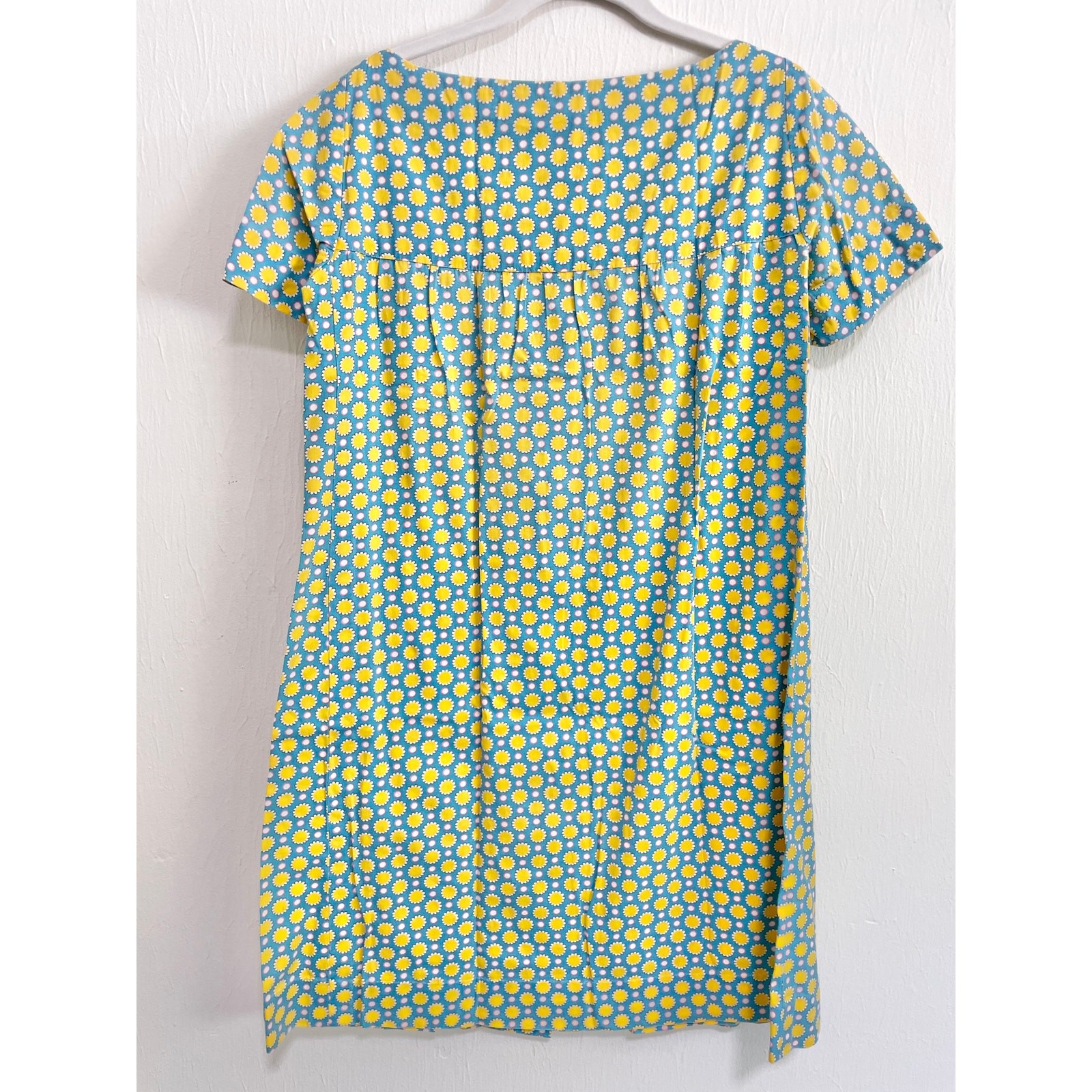 Womens 60s 70s Short Sleeve Mini Shift Dress Retro Mod Floral Twee Colorful Boxy