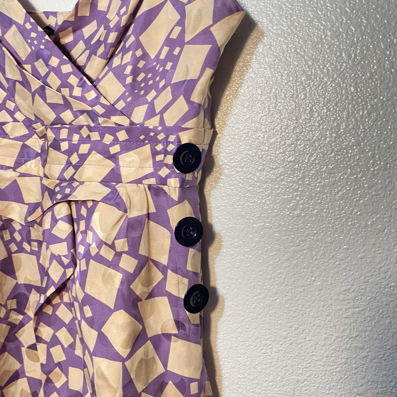 Marc Jacobs Silk Blend Geometric Purple Cream Dress Womens 0