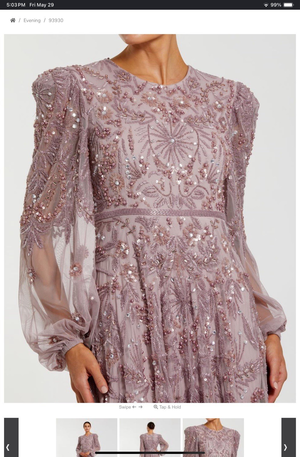 MAC DUGGAL 93930 Purple Puff Sleeve Embellished A Line Gown Dress Size 14