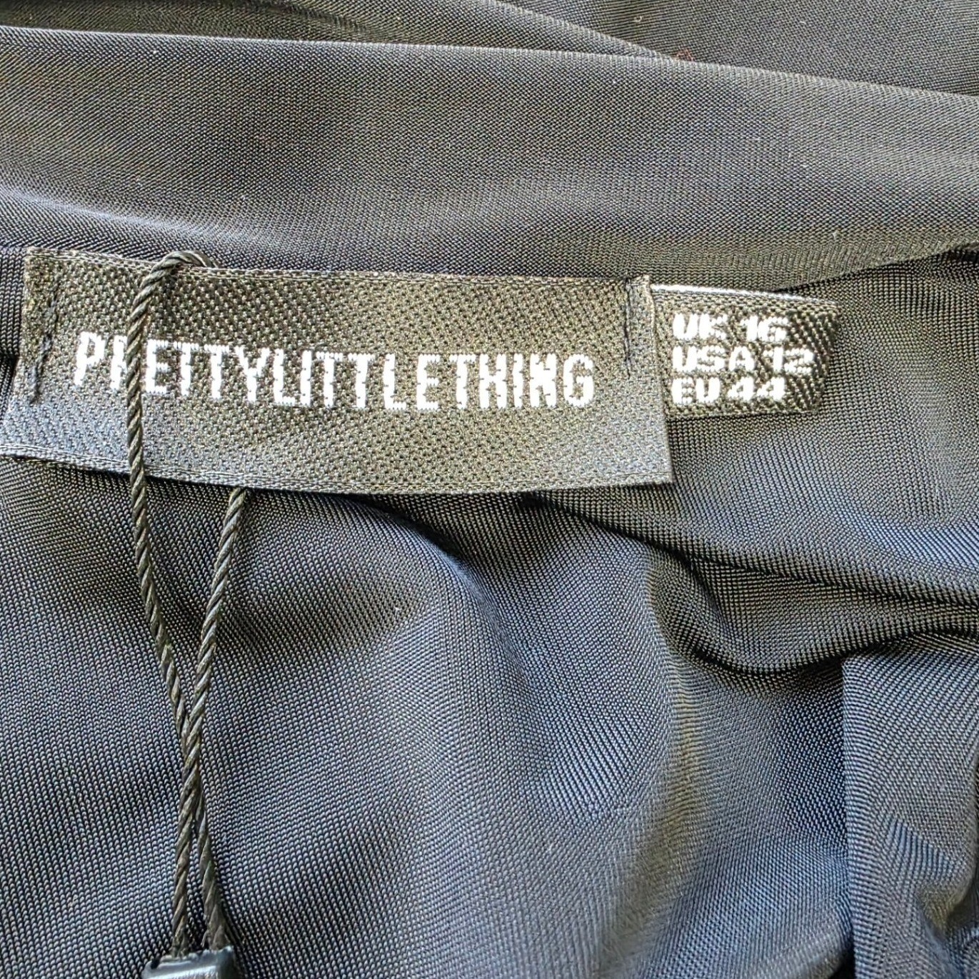 PrettyLittleThing Black Ruched Button Down Maxi Shirt Dress Long Sleeve Size 12
