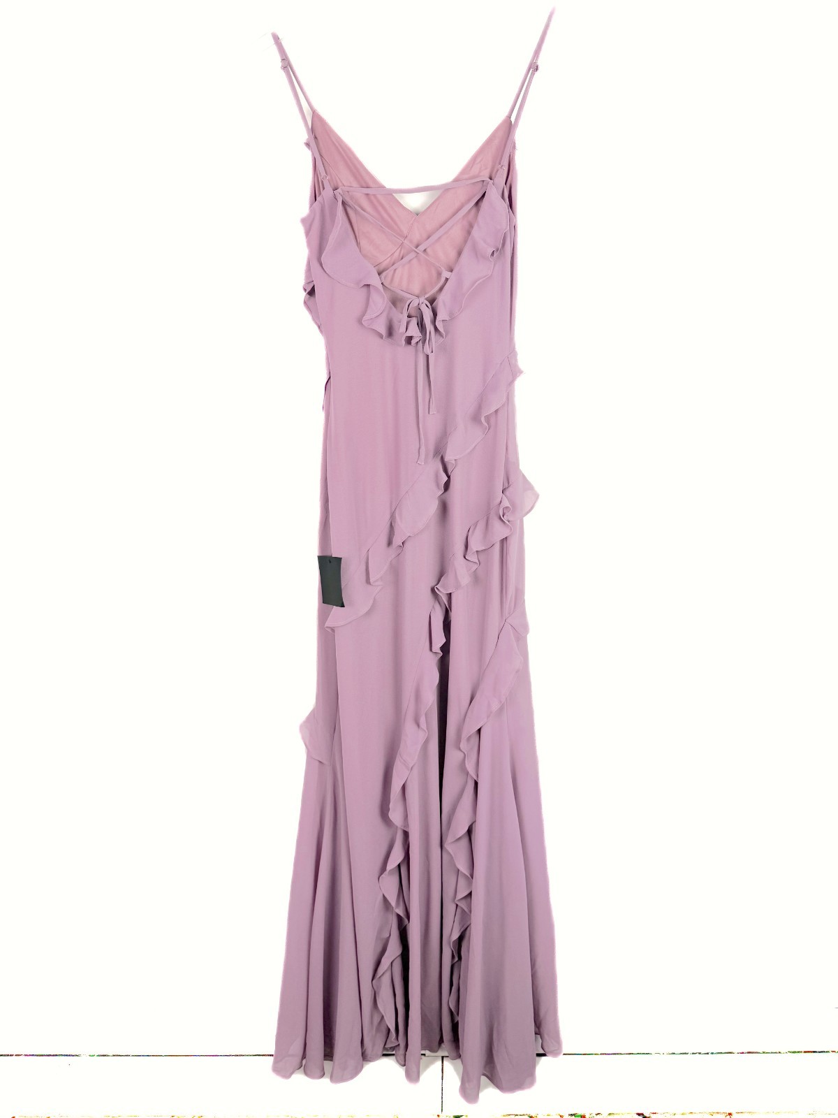NWT Lulus Fancy Sweetness Lavender Ruffled Lace-Up Sleeveless Maxi Dress XXS