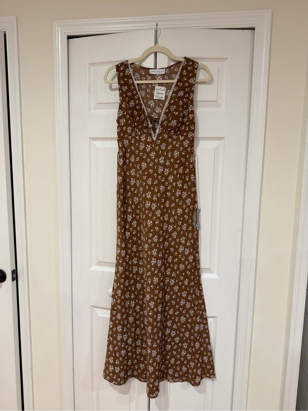 Petal and pup Brown Floral Tie-Front Maxi Dress