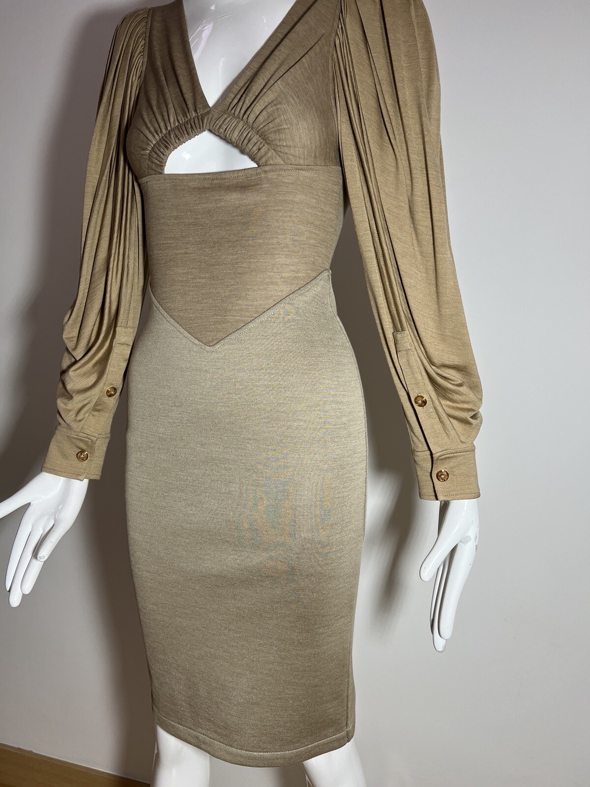 BURBERRY Cutout Gathered Wool Silk Jersey Dress Size UK 2 NEW RRP £2500