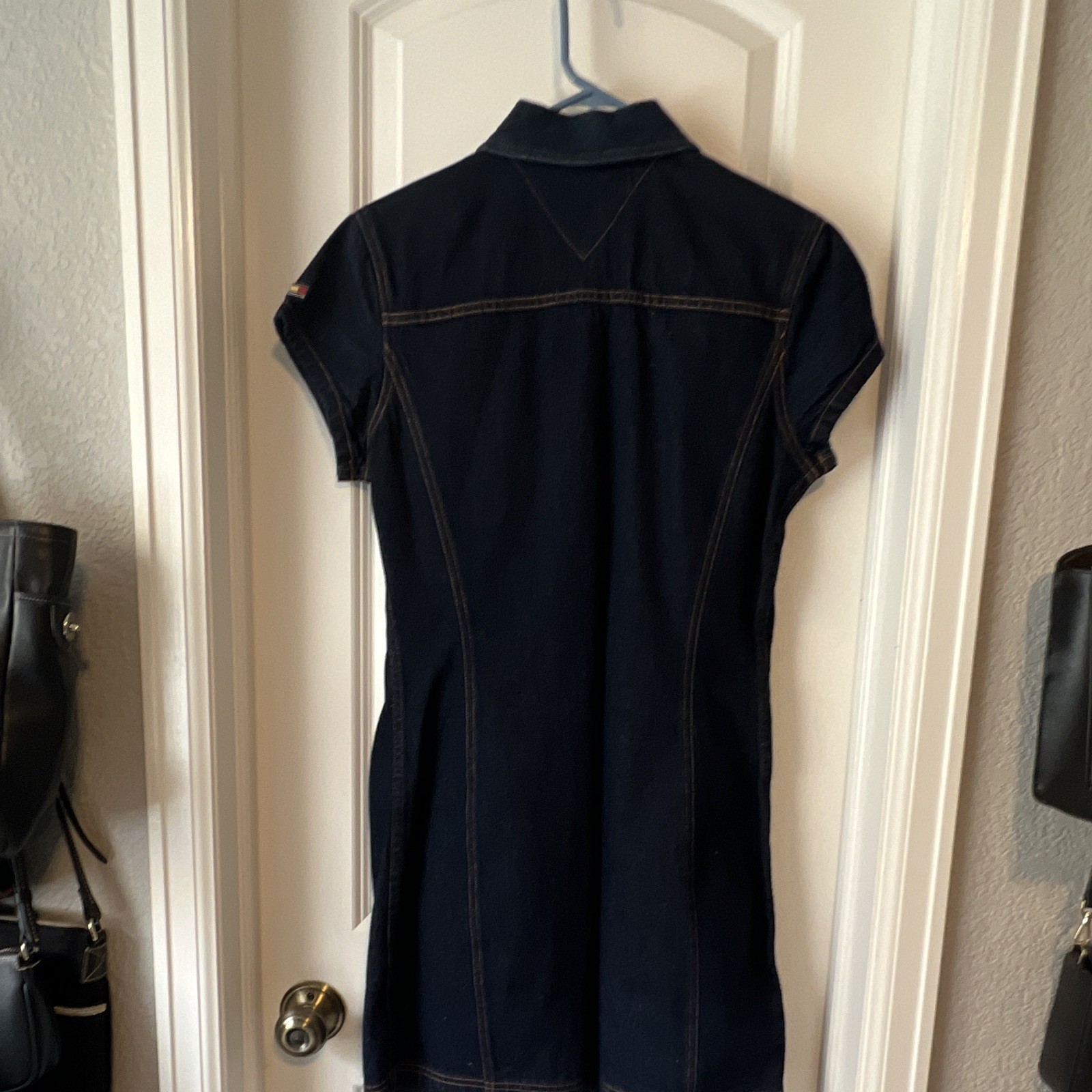 Tommy Hilfiger Shirt Dress Collared Pockets Denim Blue Short Sleeve Short 10