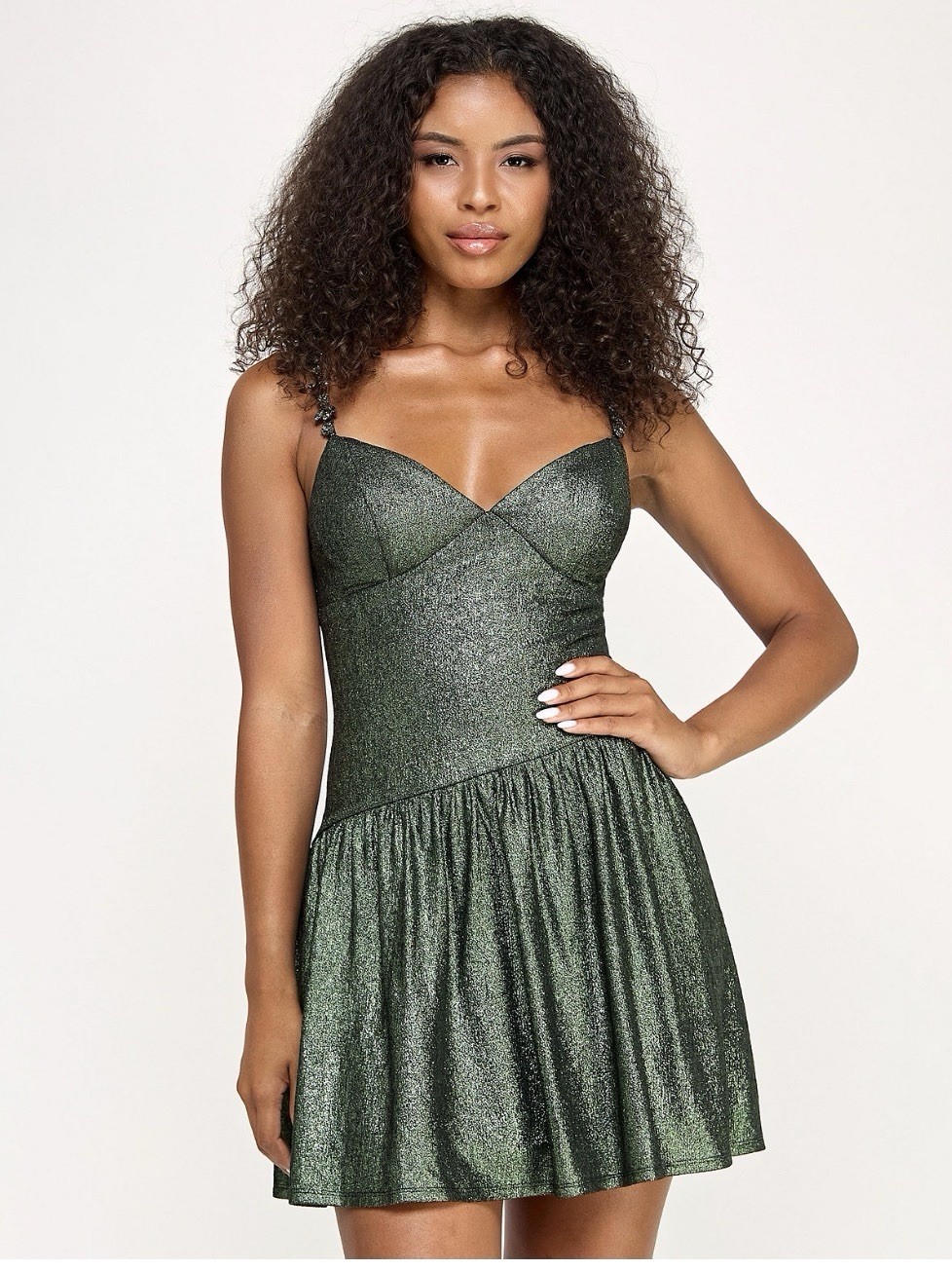 SENI & CADEJuniors’ Rhinestone-Strap Fit & Flare Dress M