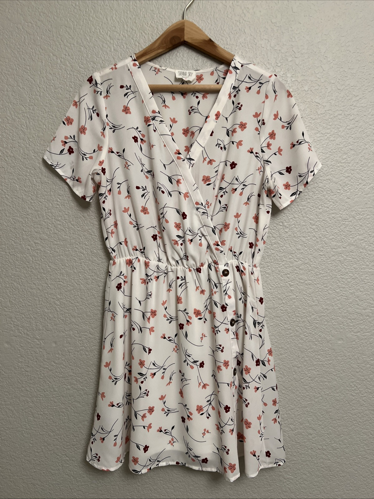 NEW Sienna Sky White Floral Dress Coastal Cowgirl Cottage Fairy Faux Wrap Sz M