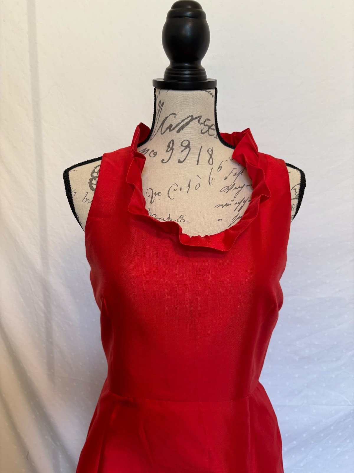 Kate Spade New York Red Silk Blend Ruffle Neck Fit & Flare Cocktail Dress Size