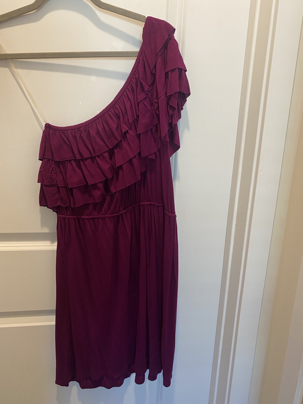 Pink Rose Medium Purple Eggplant One Shoulder Sun Dress