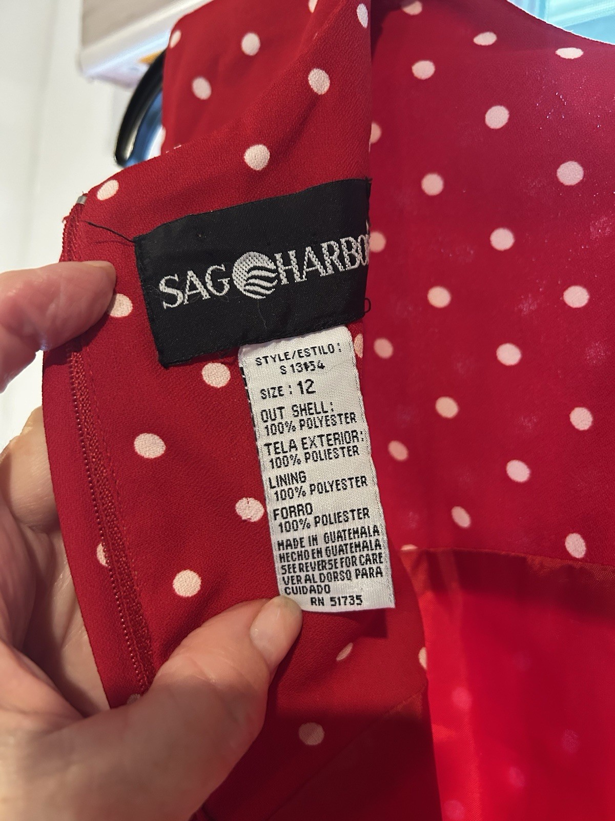 Sag Harbor women’s red White polka dot y2k sleeveless sheath dress sz 12