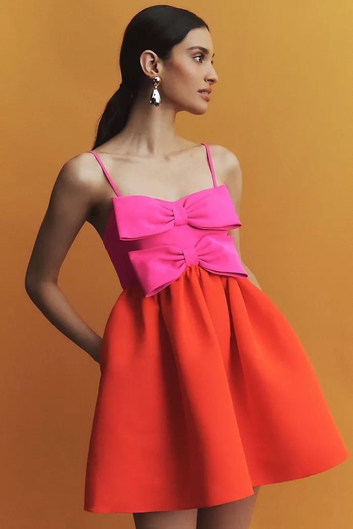 Sachin & Babi Sloane Taffeta Double-Bow Pleated Mini Dress Women’s XXS