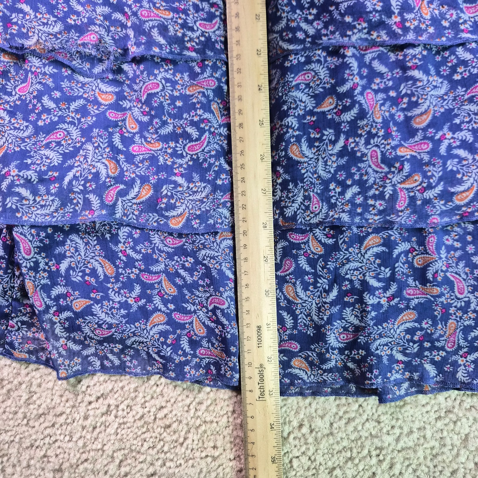 Mossimo Supply Co Womens Blue Floral Tiered Mini Dress Size XL Paisley Y2K F951