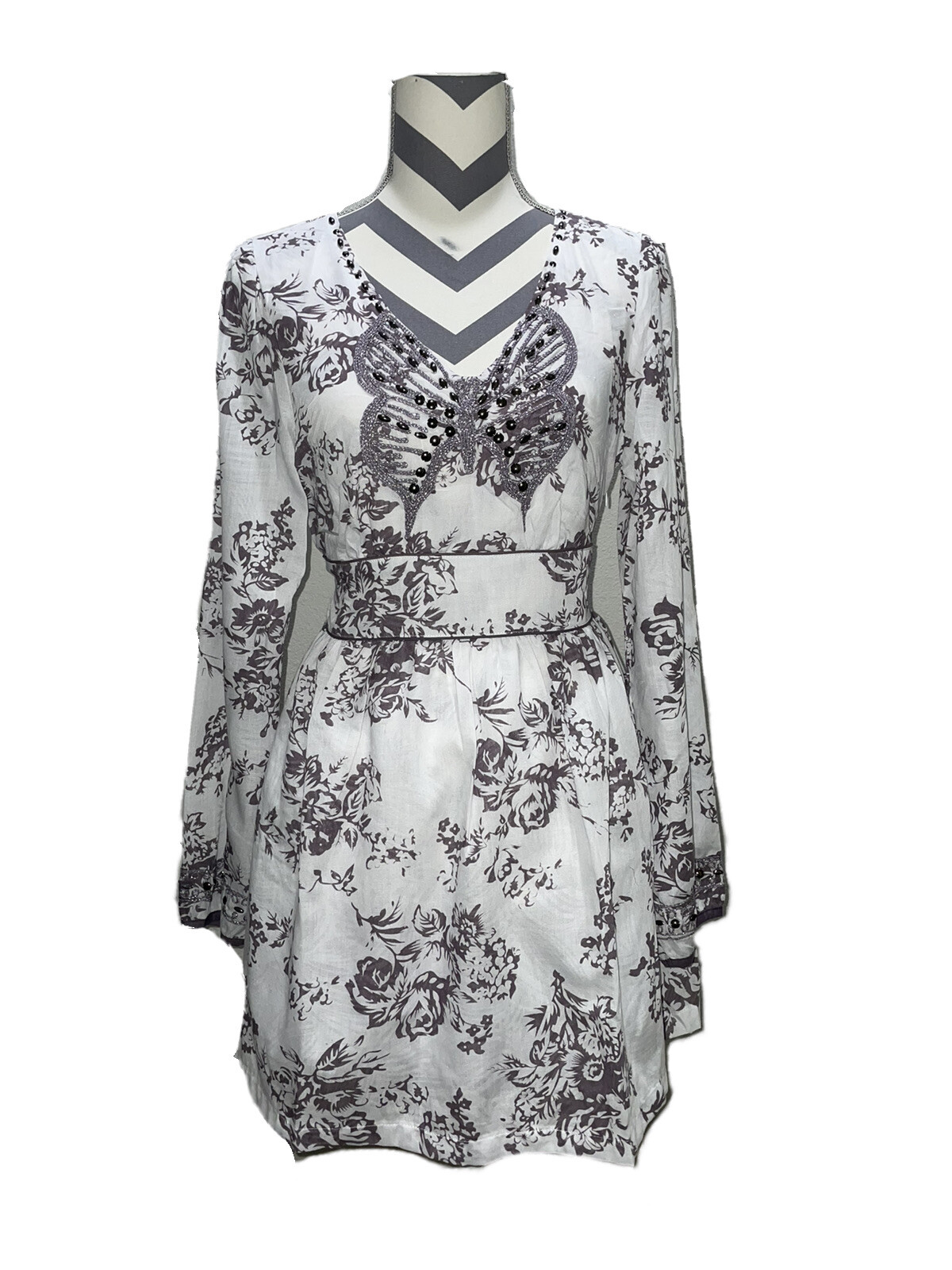 miss kelly 1999 m purple butterfly dress flower print