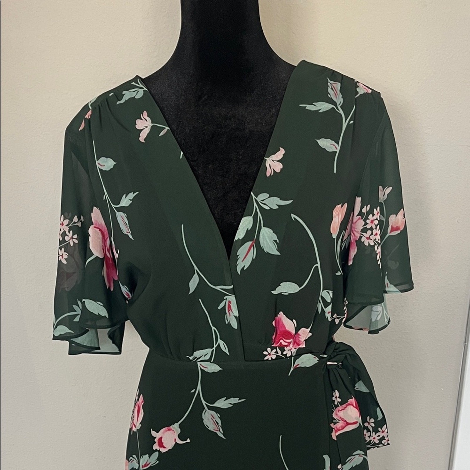 Privacy Please – Dark Green Floral Maxi Dress