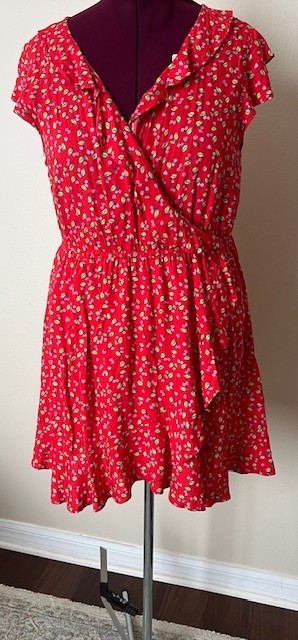 Arizona Jean Company Women Summer Red Cherry Ruffle Dress Size XL NEW
