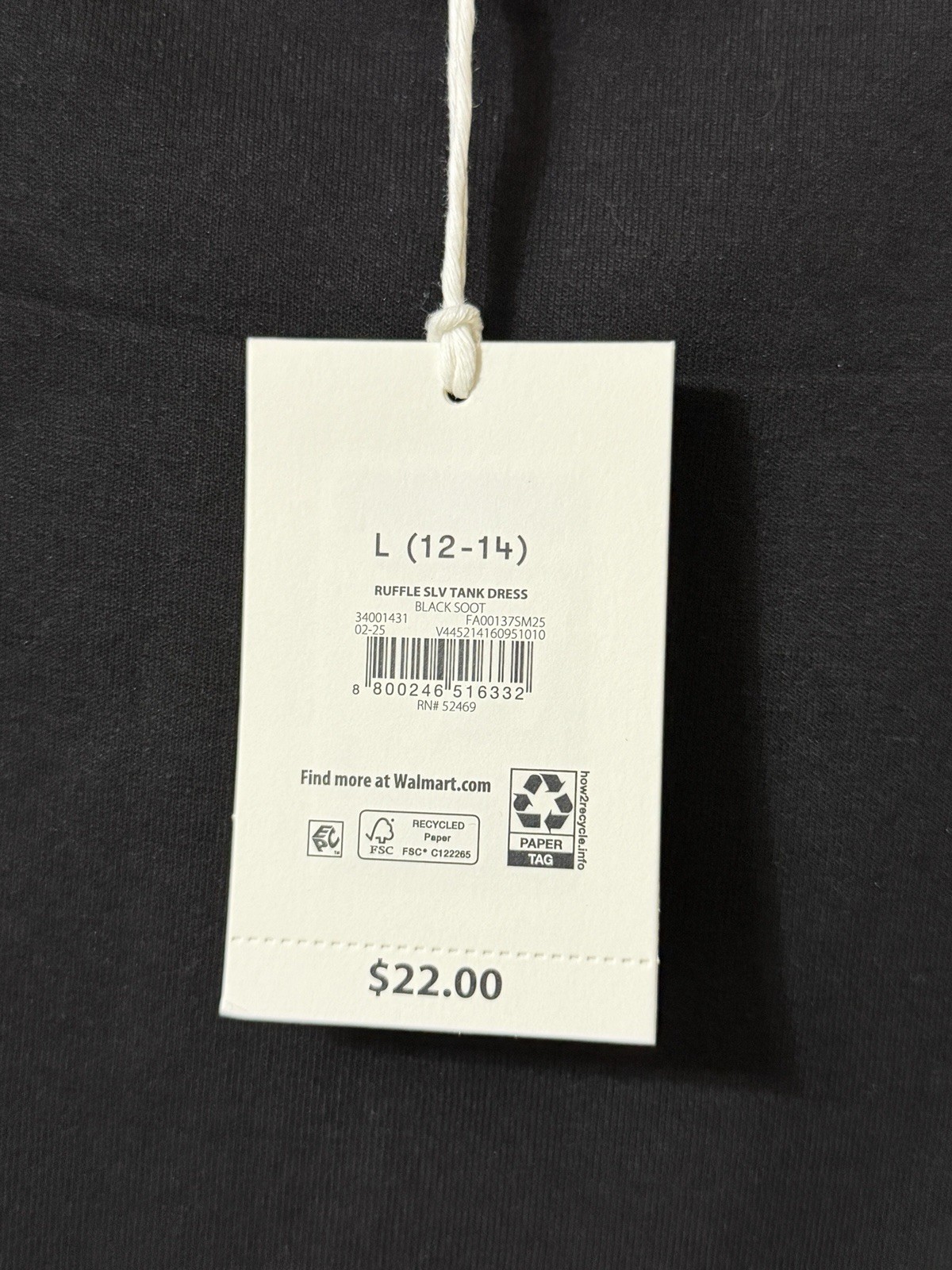 Free Assembly Cotton Flutter Sleeve Dress New with Tags Size Large / Black NWT
