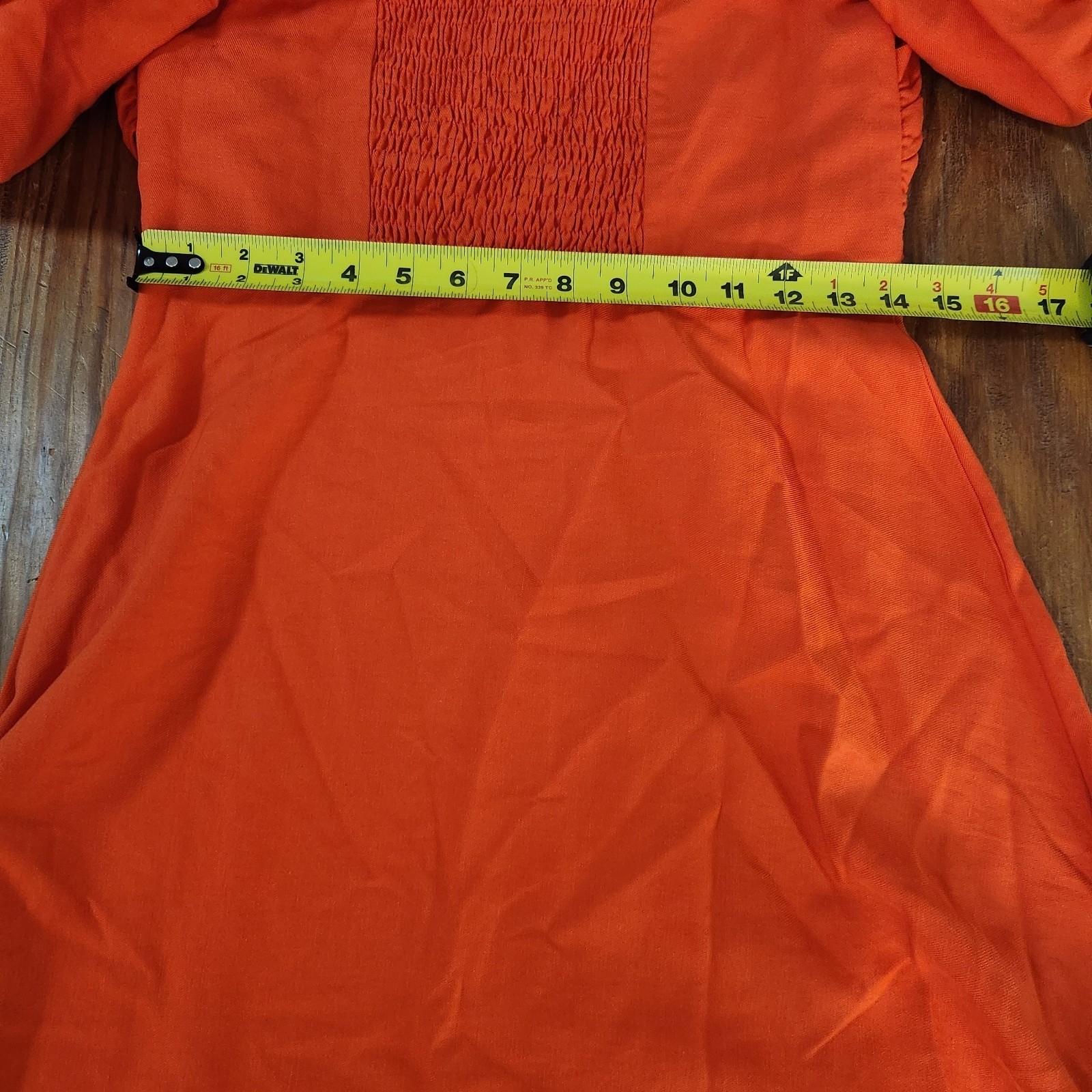 Reiss Shona Puff Sleeve Off-Shoulder Midi Dress Orange Linen Blend Sz 8 Smocked