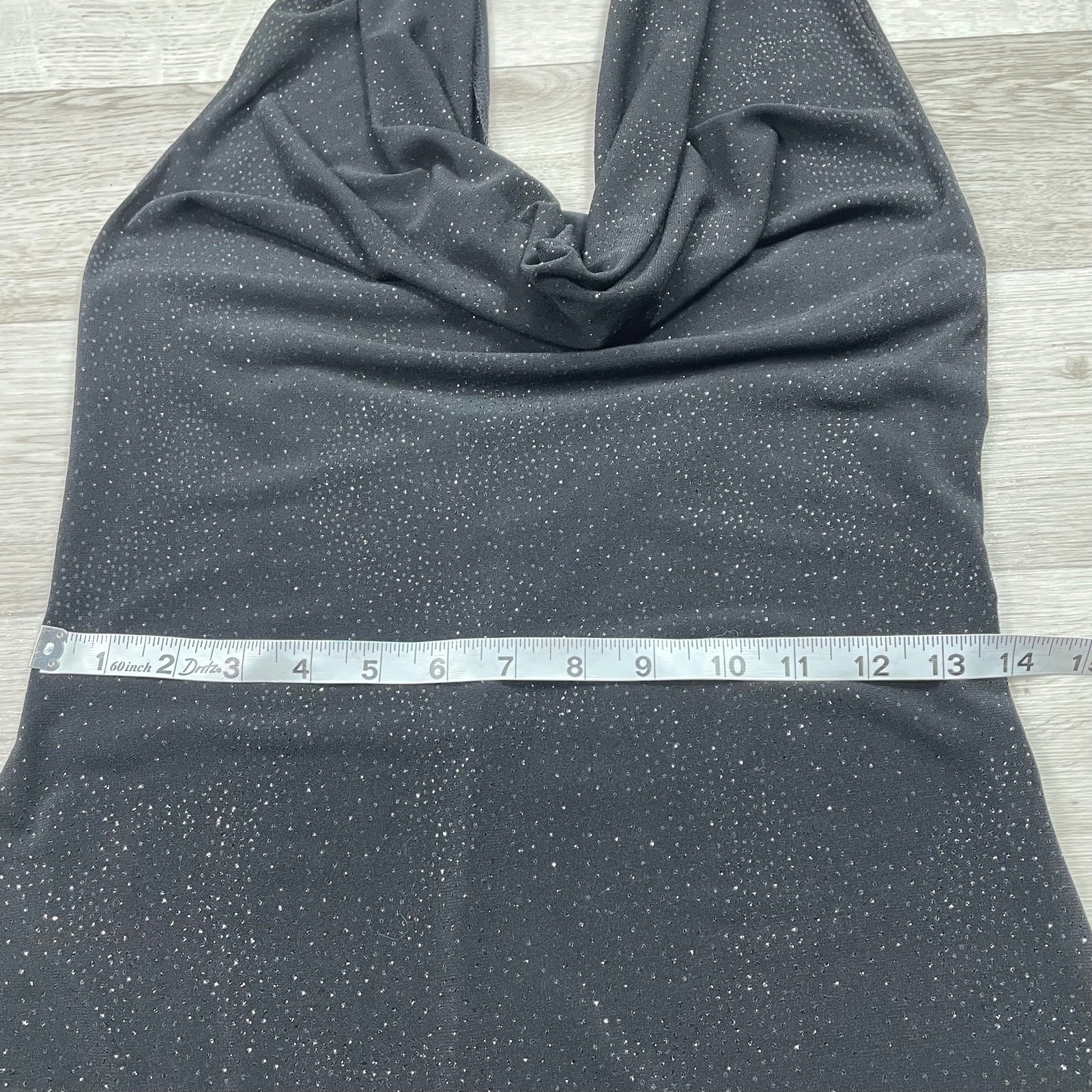 VTG USA Y2K Forever 21 Sparkles Glitter Cowl Neck Party Glam Goth Black Dress