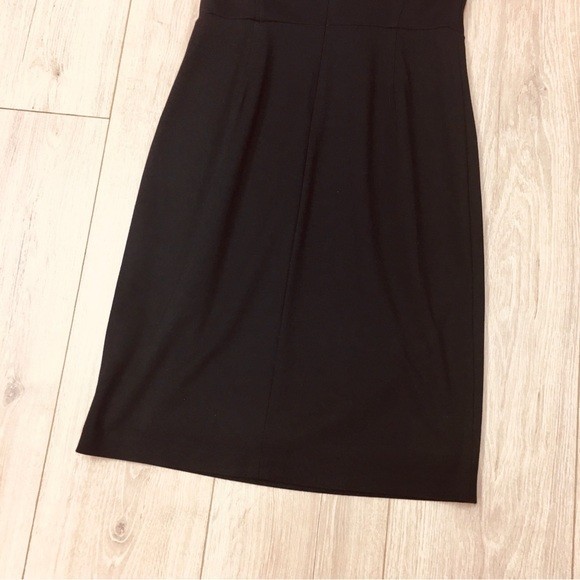 Banana Republic professional black faux leather trim dress 2 quiet luxury