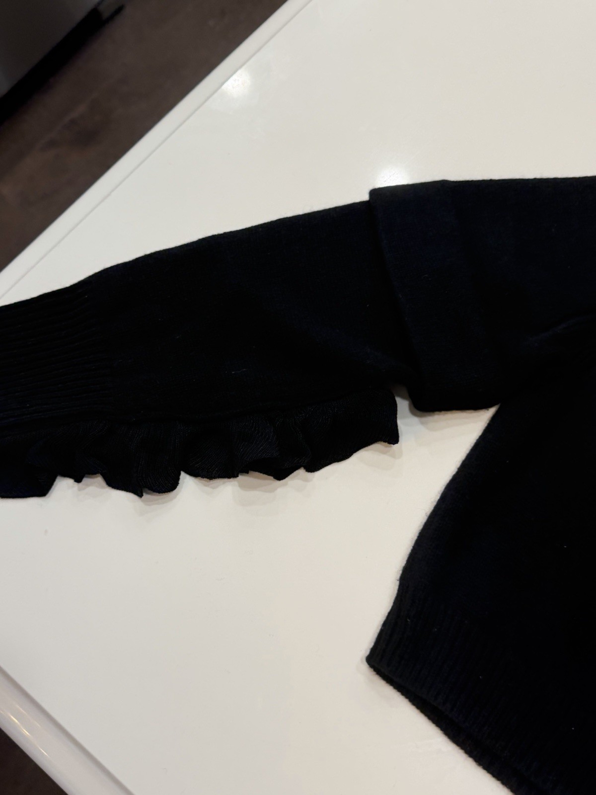 HELMUT LANG WOOL BLEND BACK Small Sweater Reglan With Ruffles On Sleeve