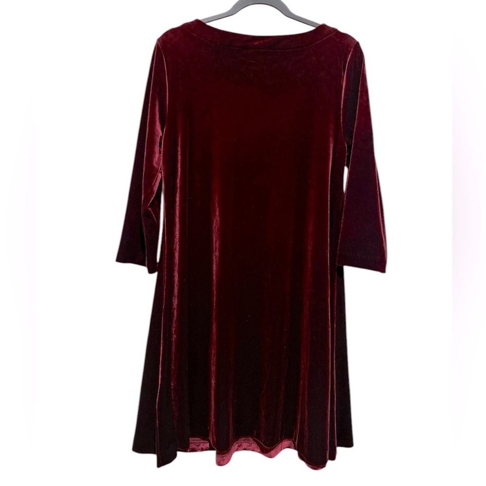 CYNTHIA ROWLEY DARK ACADEMIA VELOUR STRETCH ROUND WIDE NECK 3/4 SLEEVE DRESS M