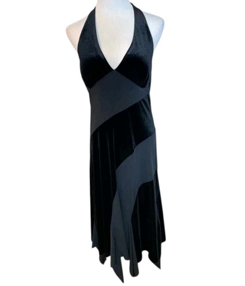 AB Studio Vintage 90s NEW Halter Black Maxi Witchy Whismygoth Gothic Women SZ M