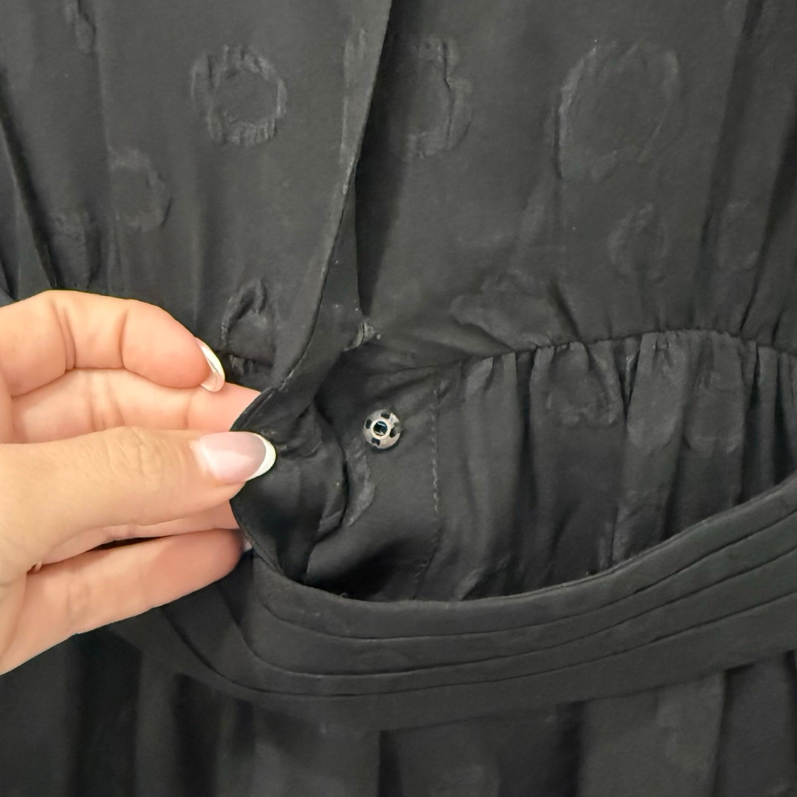 & Other Stories Black Burnout Silk Bracelet Sleeve Belted Midi Dress sz 36 / S
