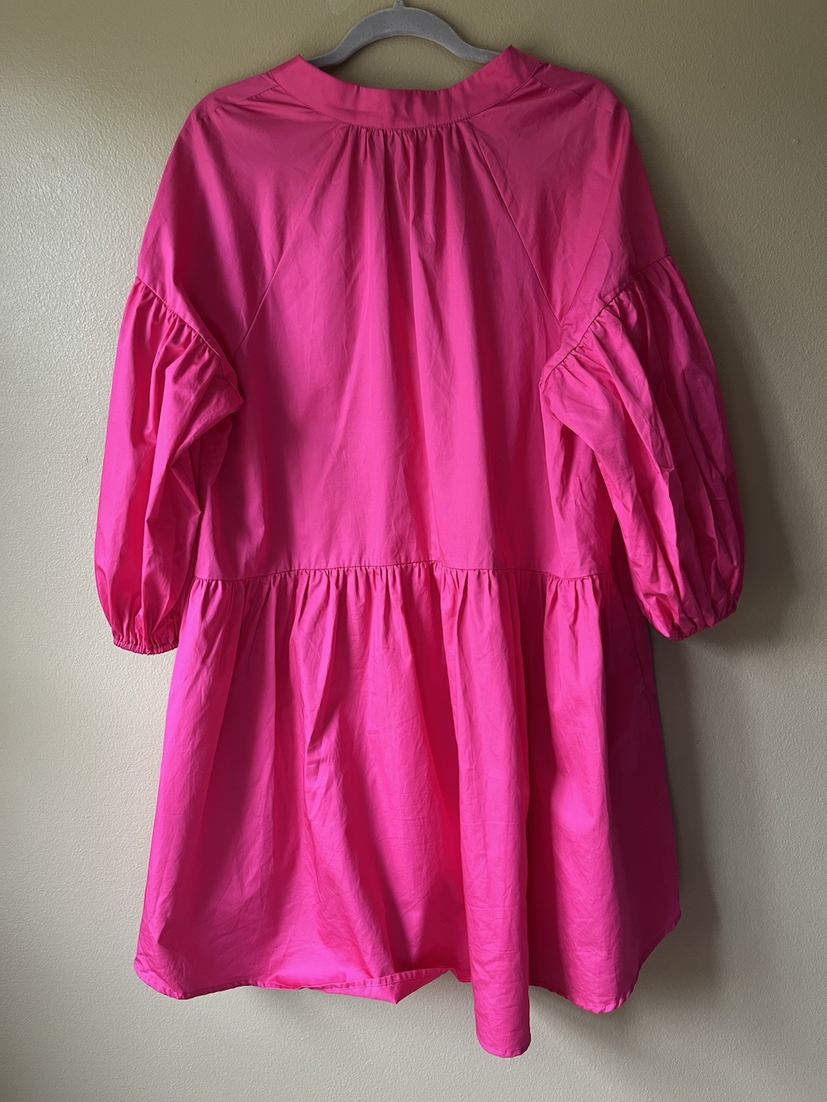 Devotion Twins Hot Pink Solid Azuritis Tunic Bubble Sleeve Asymmetrical Dress M
