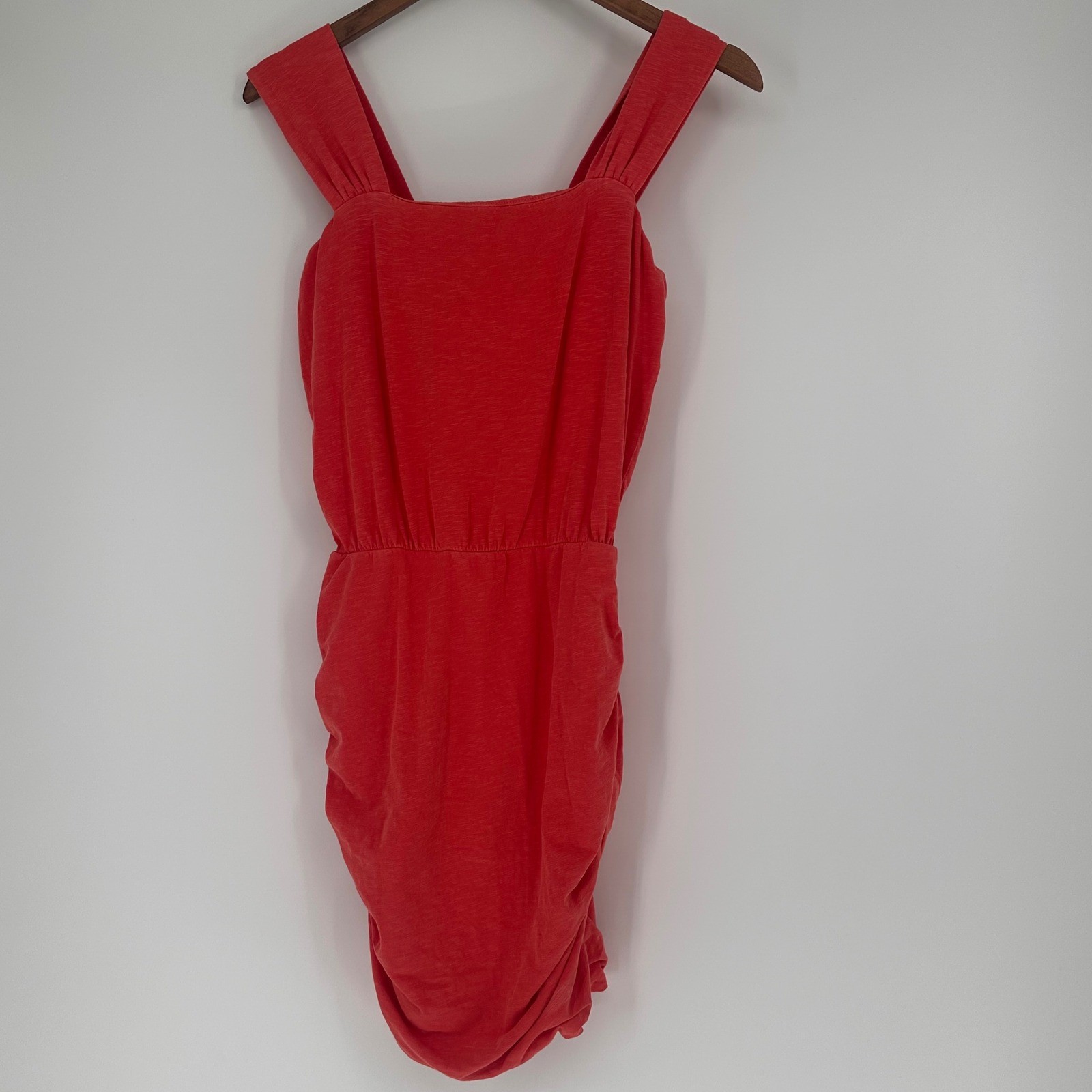 Sundry for Evereve Square Neck Ruched Dress Pigment Electric Red Size S NEW