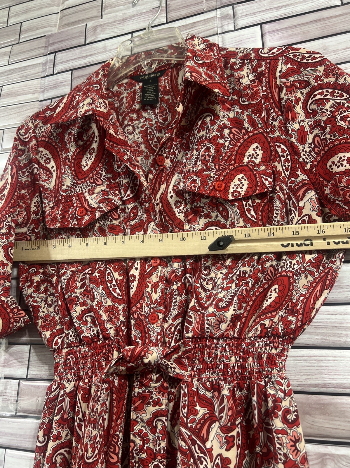 Millenium Womens S Dress red paisley fit flair tie waist knee length western