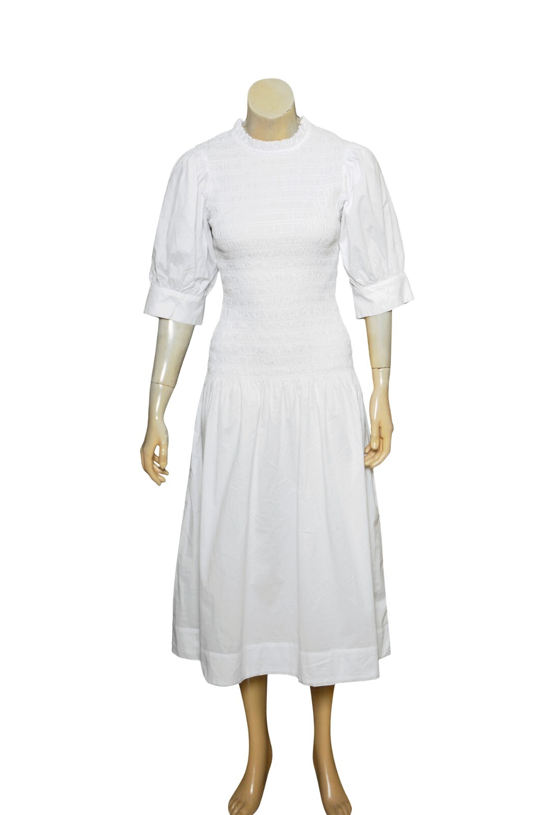 Sundry Smocked Midi Dress S 1 Women Casual Puff Short Sleeve Boho NEW 36185