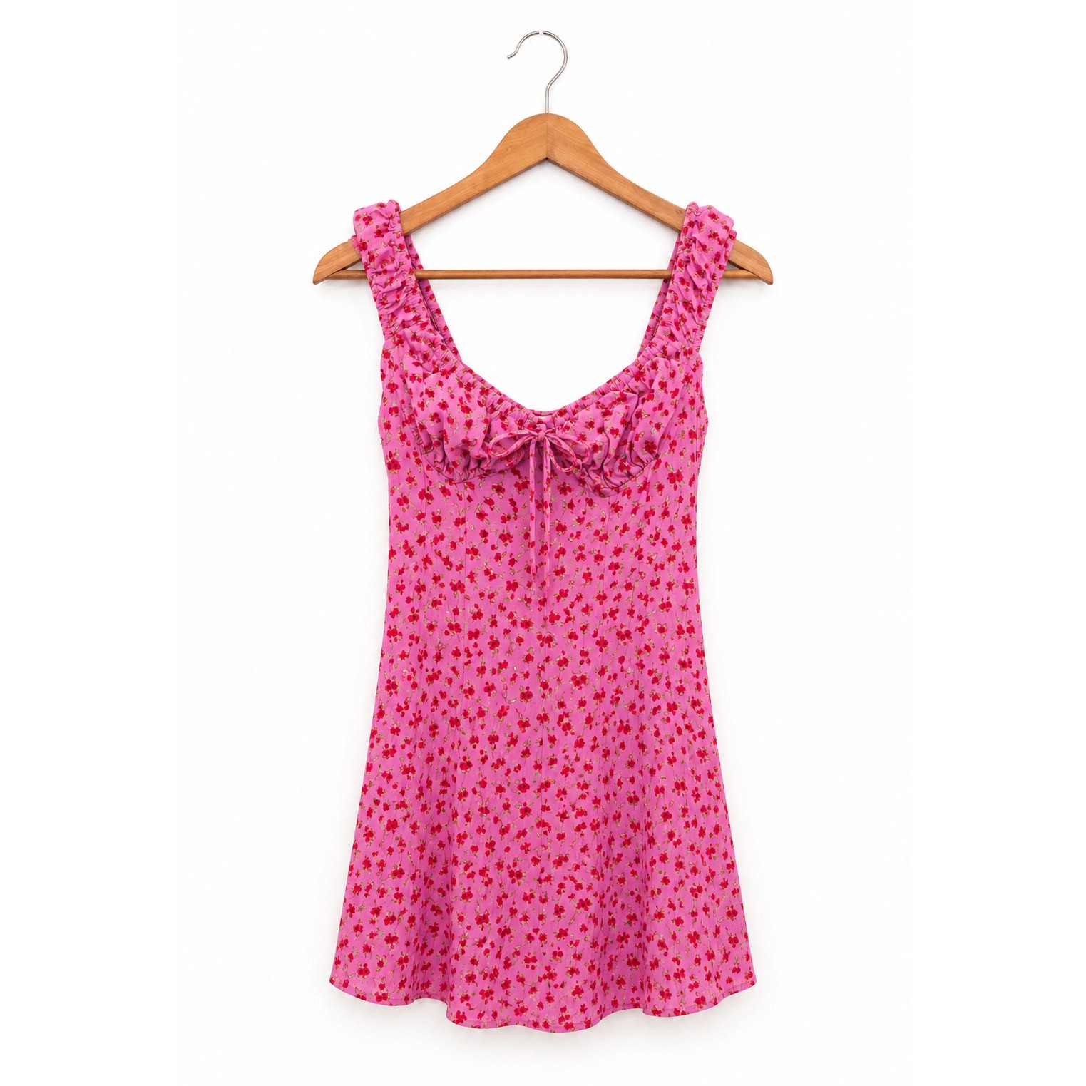 Pink Cottagecore Floral Mini Dress Size S Rouged Babydoll Barbiecore Coquette