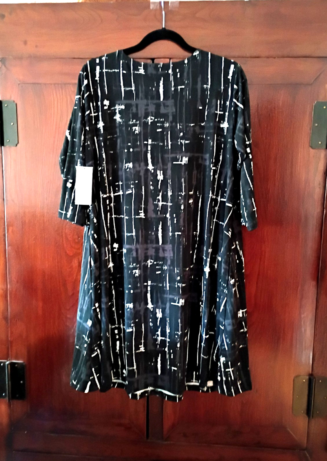 NWT Sympli 14 Trapeze Dress Drifting Lines Black