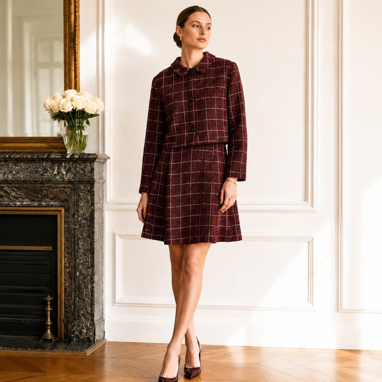Julia Jordan Metallic Tweed Dress Women 12 Red Academia Clueless Schoolgirl NWT