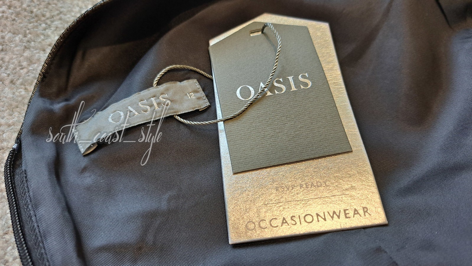 OASIS – Silver Metallic Striped Structured Fit & Flare Dress – Size 12 BNWT