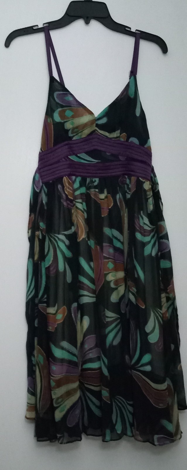 Katia Dark Green Floral Print with Tie In The Back Dress Size Small