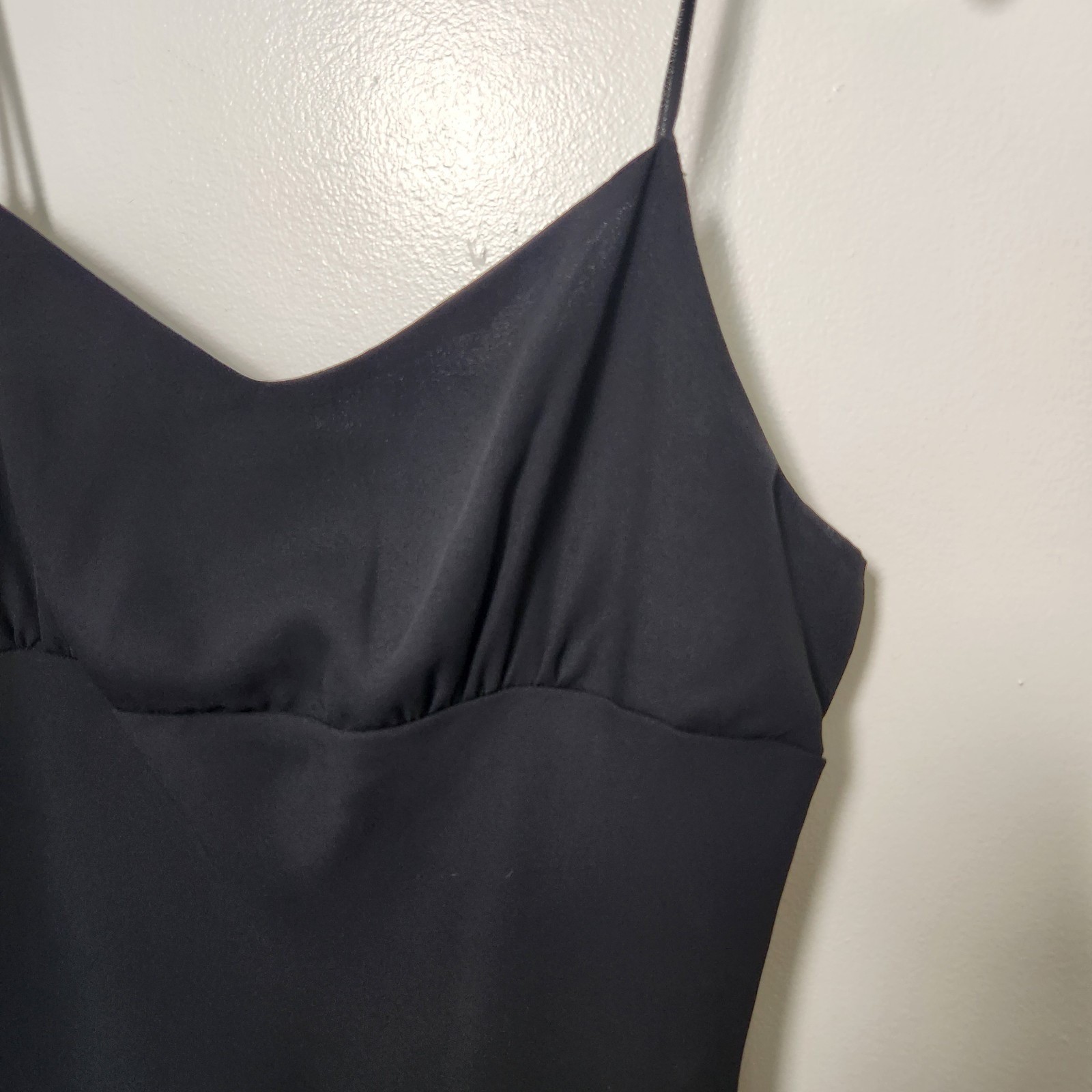Black Asymmetrical Slip Dress Chiffon Strappy Y2K 90s Ruffle HOCO Large Vtg