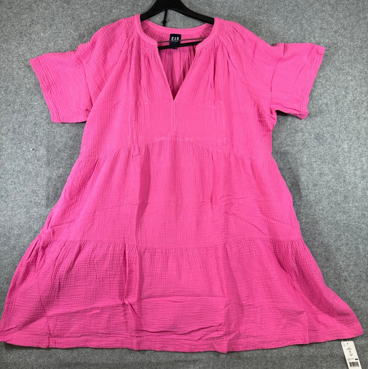 Gap Gauze Crinkle Dress Womens 2XL Pink Soft Cotton Relaxed Fit Short Sleeve NWT