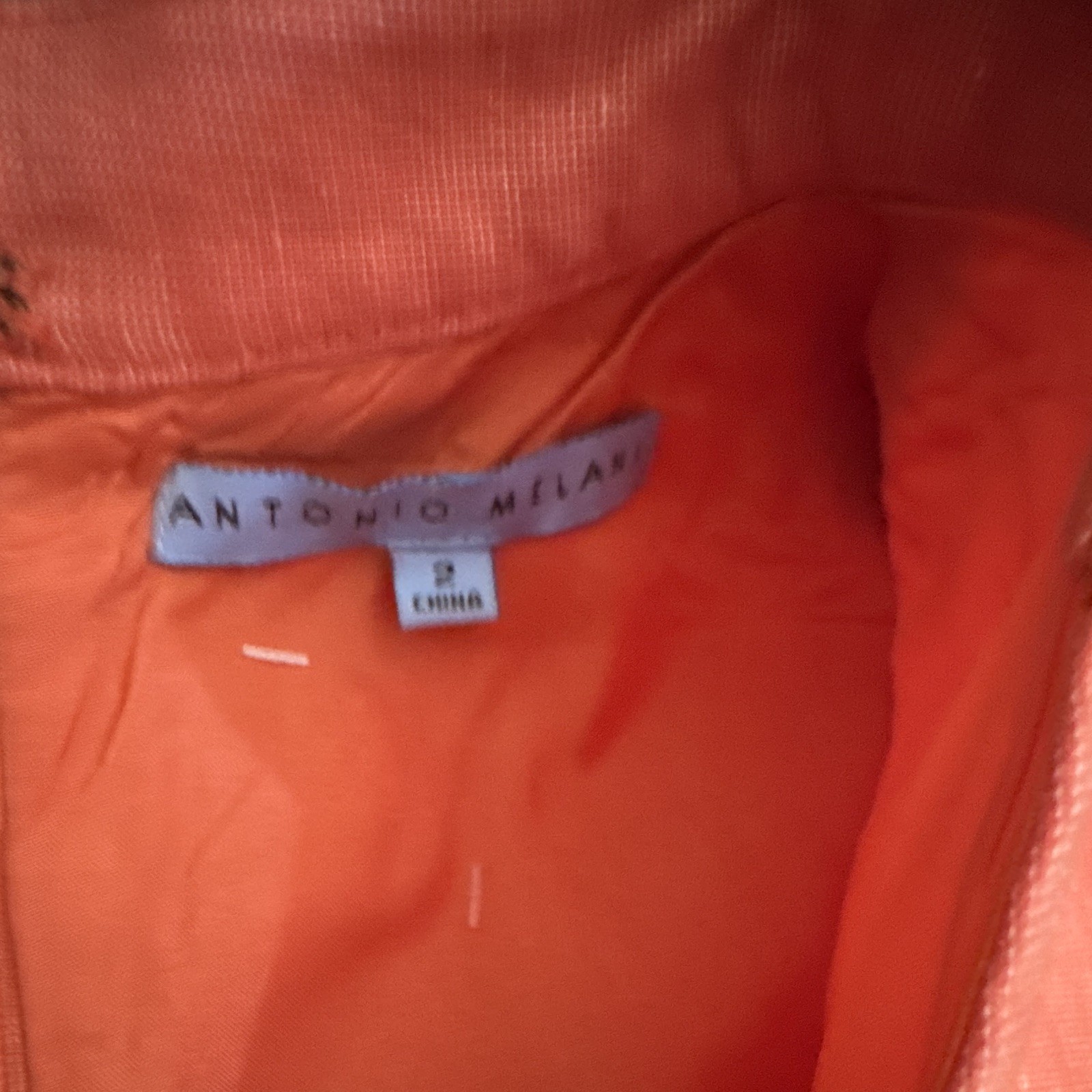 Antonio Melani Women’s Size 2 Orange Solid Sleeveless Collared Sheath Dress