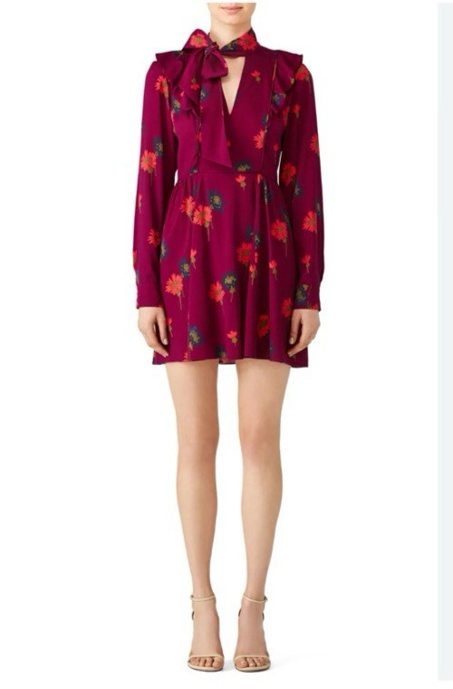 Tanya Taylor Plum Aubree Dress 8 Floral Short Mini Cocktail
