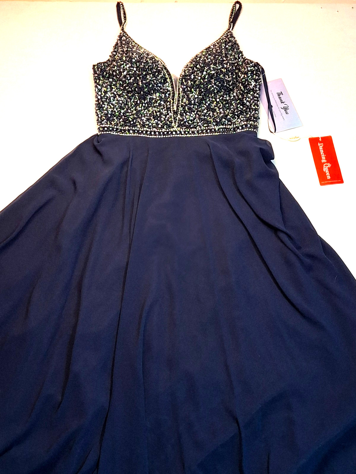 Dancing Queen lllusion Strap Sleeves A-Line Prom Gown Womens Size M NWT