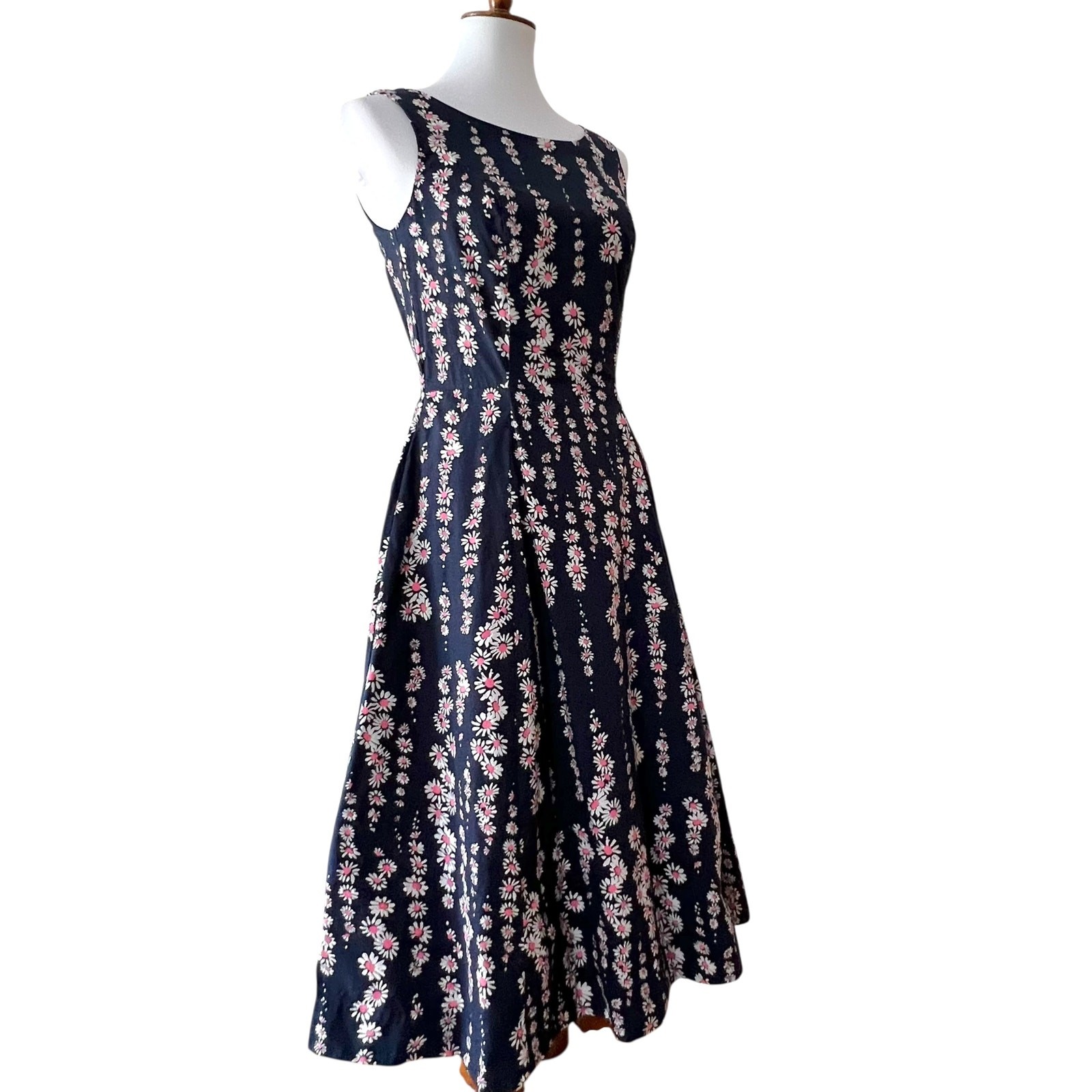 Boden Small Dress Cotton 4 Retro Classic Wedding guest 50s Pinup Cottage Daisies