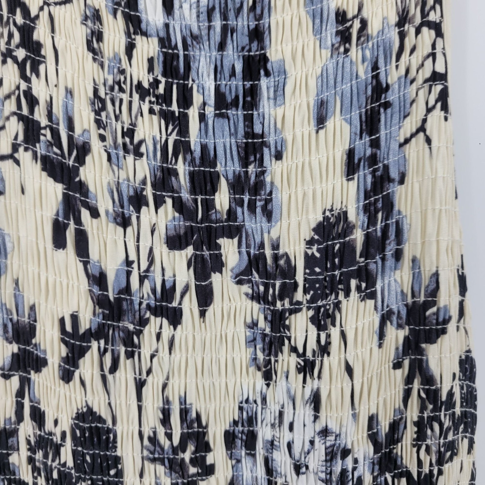 Lira Floral Cami Smocked Racerback Midi Dress Sz S Navy White Strappy Beach Boho