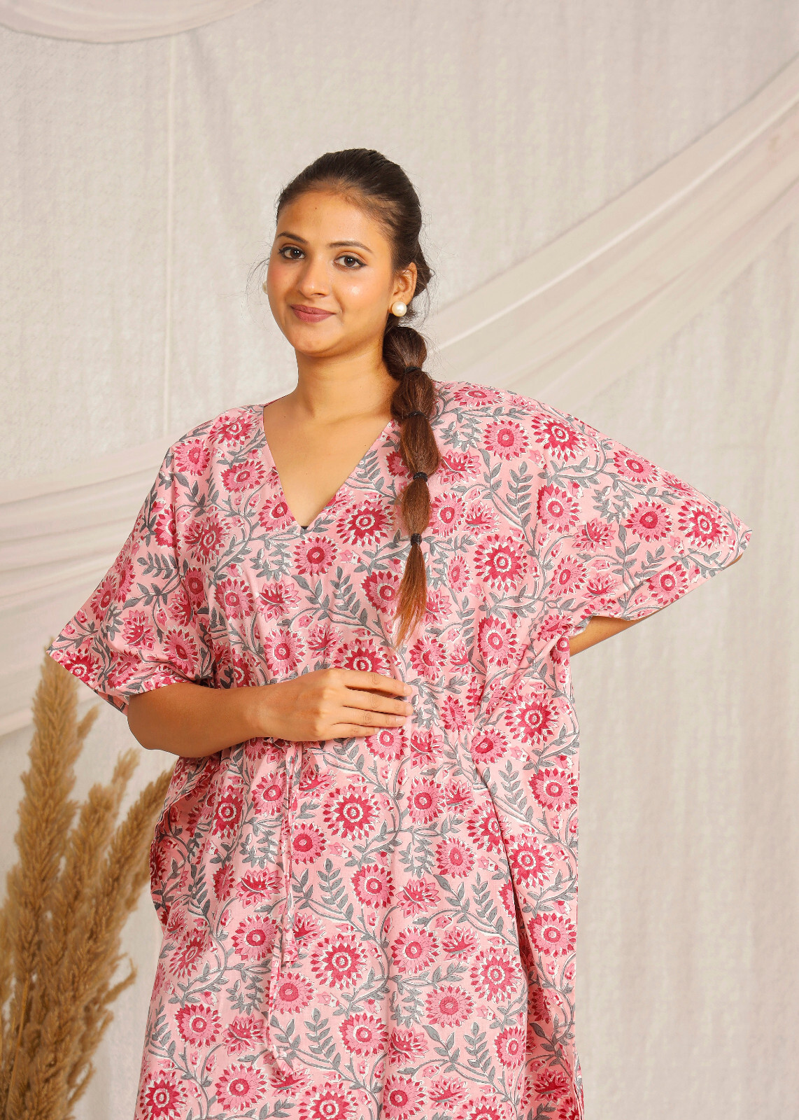 Indian Summer Dress | Sleepwear Night Gown For Moms Block Printed Cotton Dress