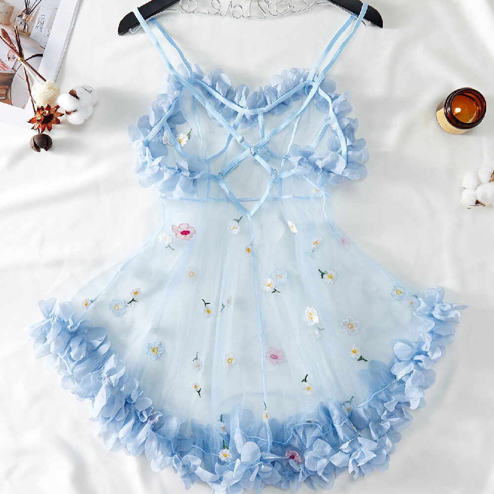 Womens Sexy Lingerie See Through Sleepwear Nightwear Teddy Babydoll Lace Dress