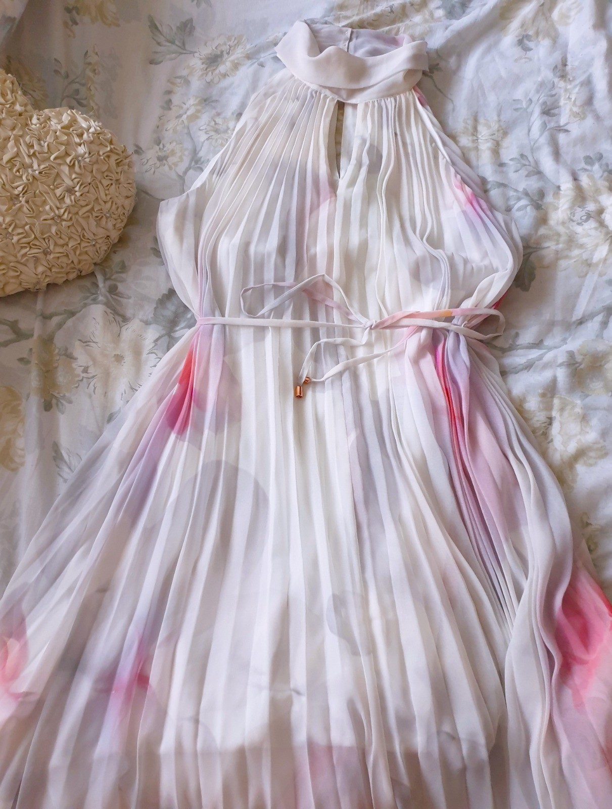 Ted Baker RARE Cotton Candy Full Pleated Flared out Maxi Evening Dress UK12 TB3